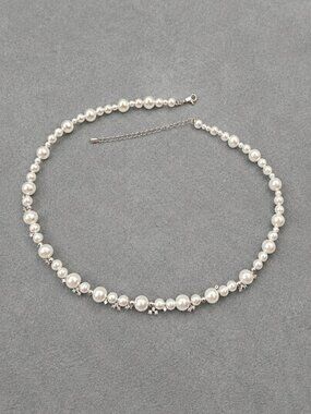 Moonlit Pearl Nebula Necklace - 925 Sterling Silver Choker with Zircon Accents